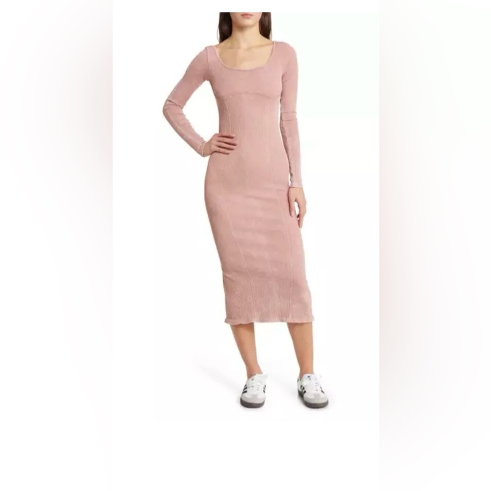 BDG Women's Ribbed Bodycon Dress - Dusty Pink
